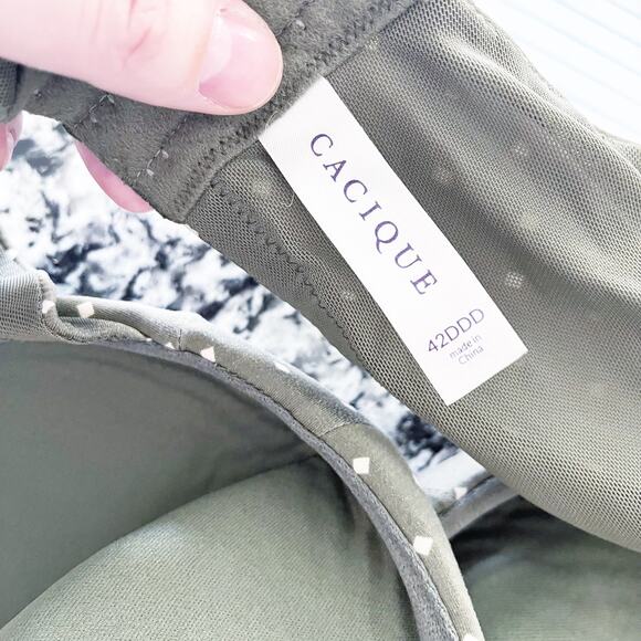 Cacique Green Square Polka Dot True Embrace T-Shirt Bra - Picture 6 of 7